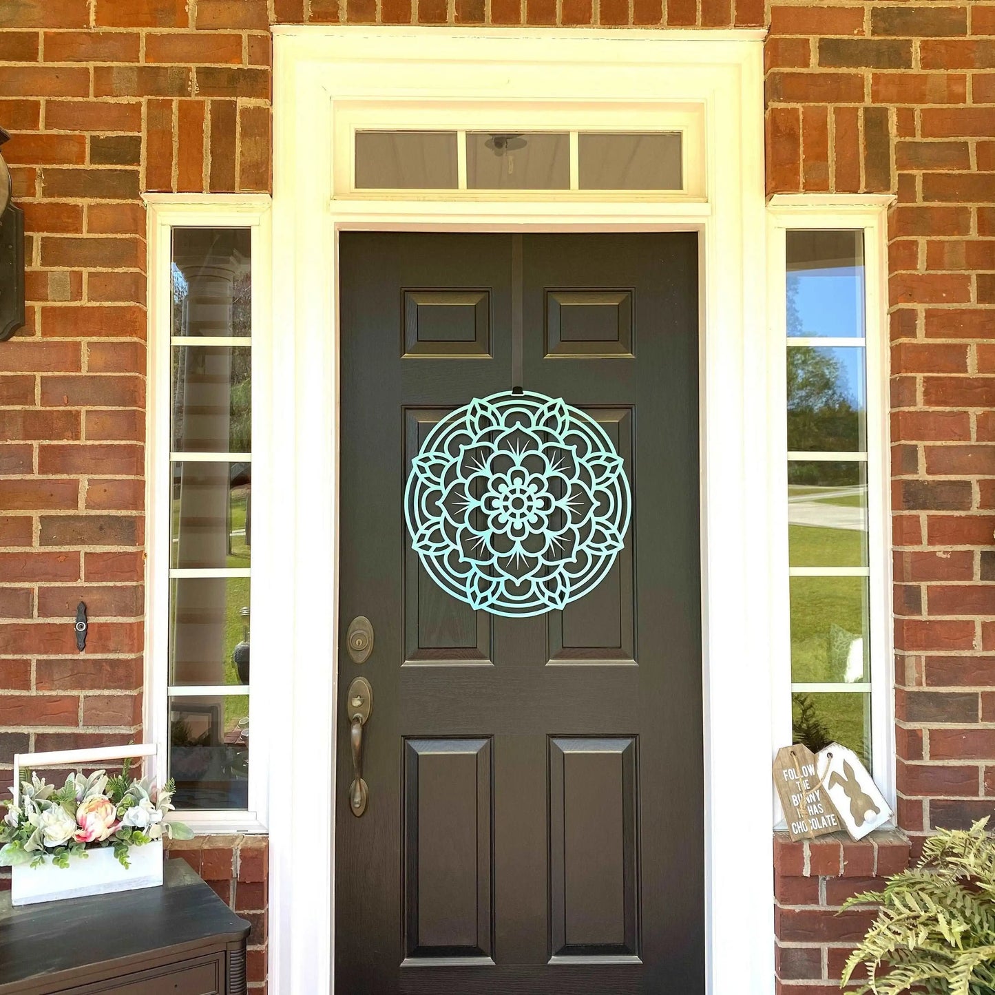 Cascade Lotus Flower Door Wreath - Year Round Door Decor | custom metal sign Metal Sign House Sensations Art