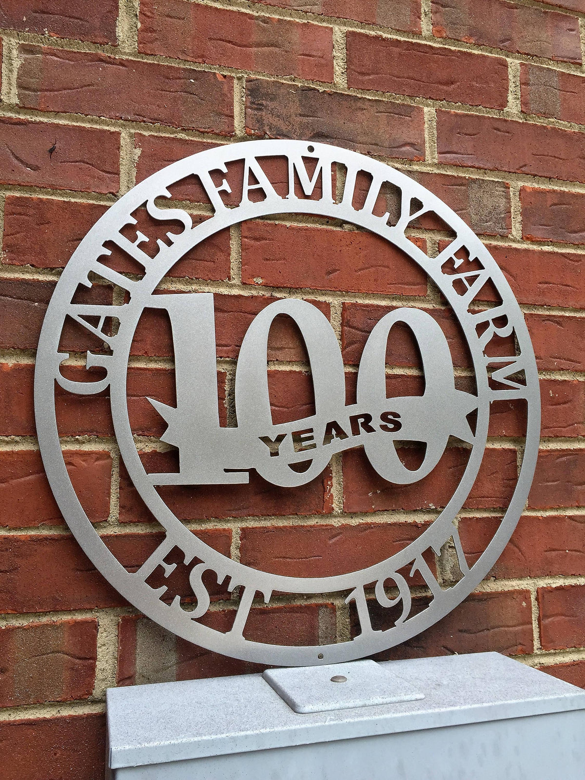 Business Anniversary Metal Name Sign:  Established Milestone Date, Farm, Ranch, Home, or Company