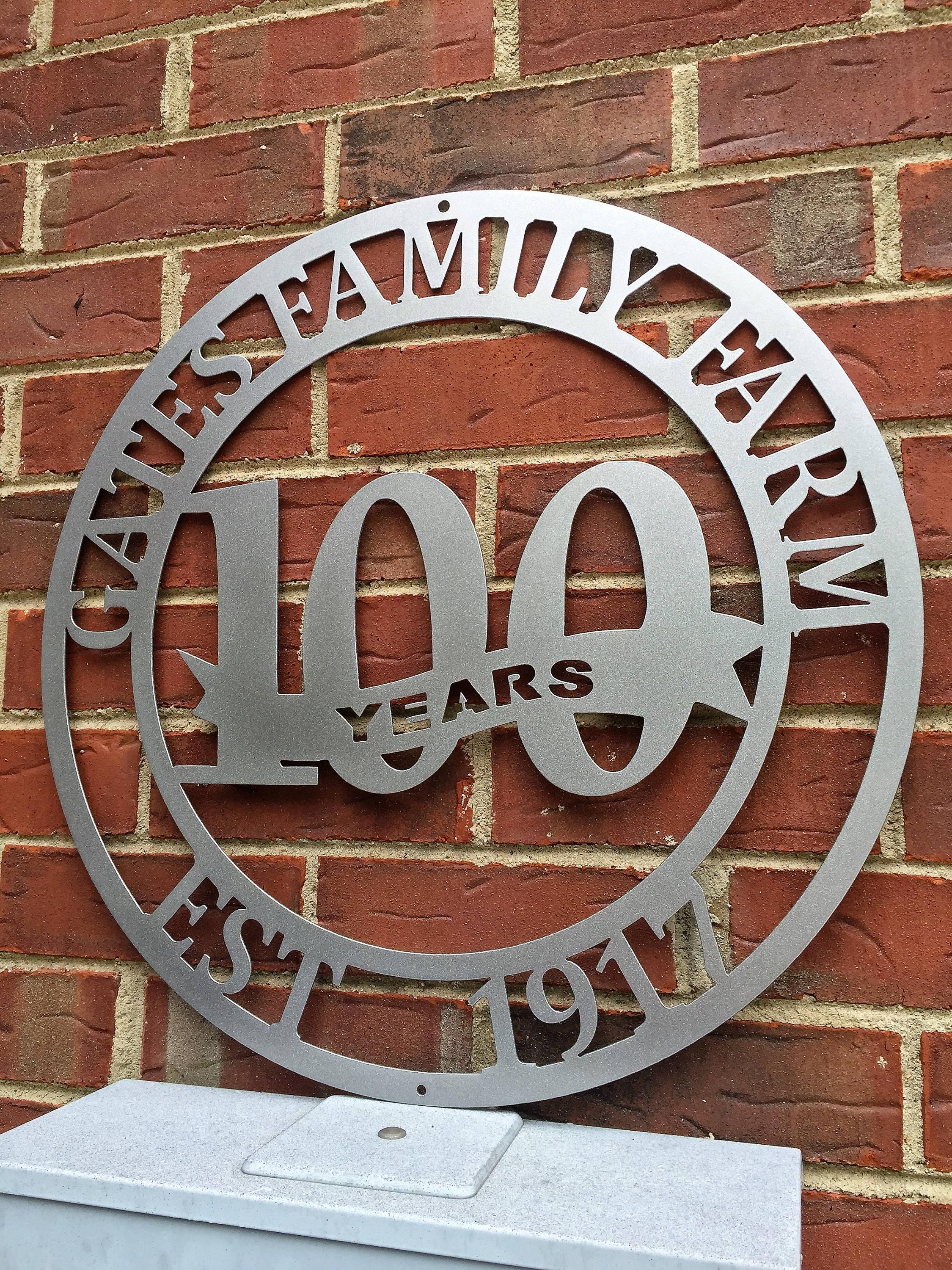 Business Anniversary Metal Name Sign:  Established Date, Farm, Ranch, Home, or Company