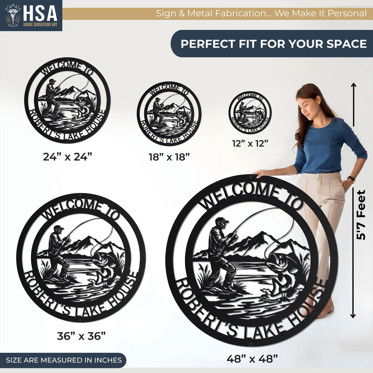 Size Chart: Multiple sizes available to select from. Choose from 12", 18", 24", 36", 48" and other options in between. Perfect options available for small accent wall art up to large focal point decor . Includes model for scale and highlights custom sizing