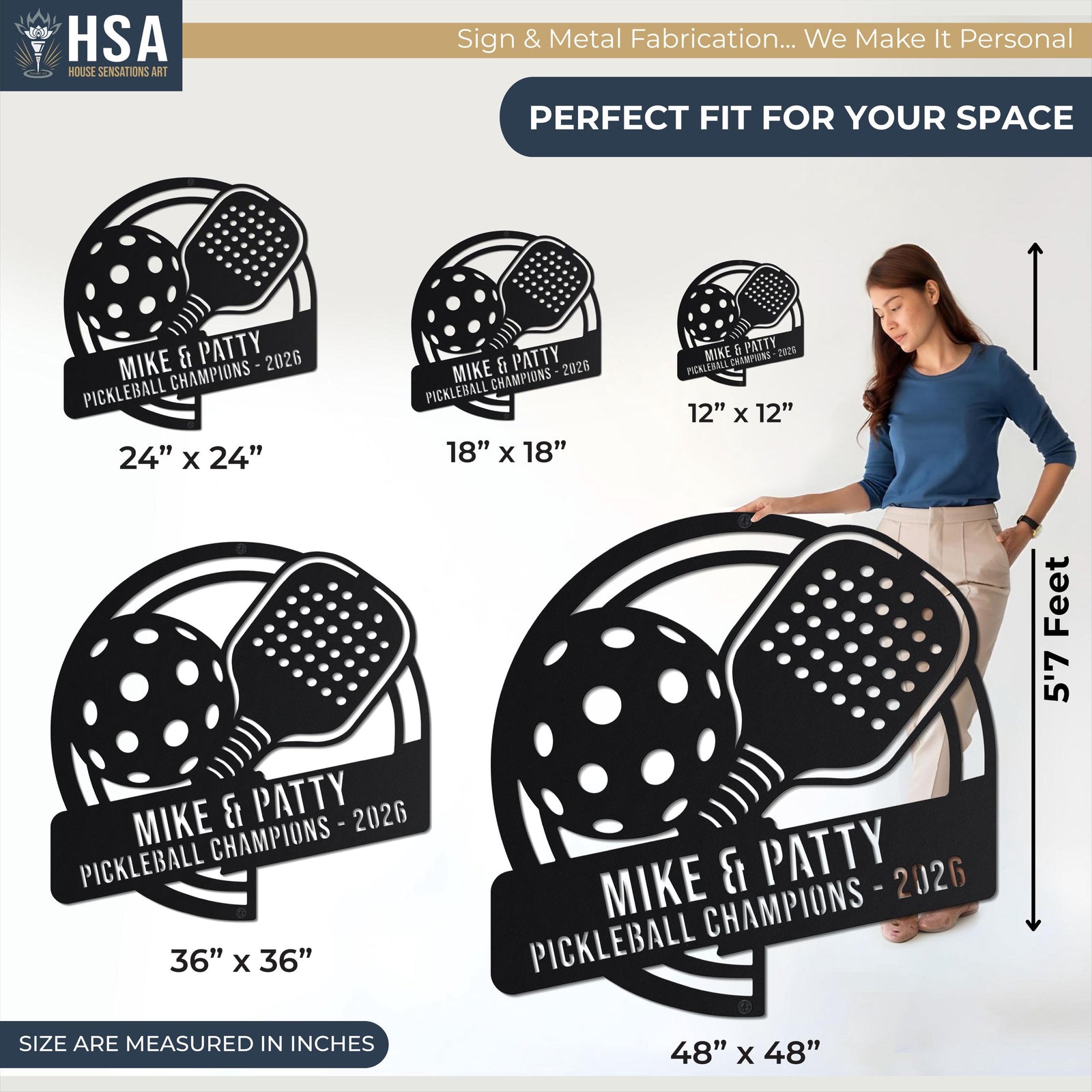 Size Chart: Multiple sizes available to select from. Choose from 12", 18", 24", 36", 48" and other options in between. Perfect options available for small accent wall art up to large focal point decor . Includes model for scale and highlights custom sizing