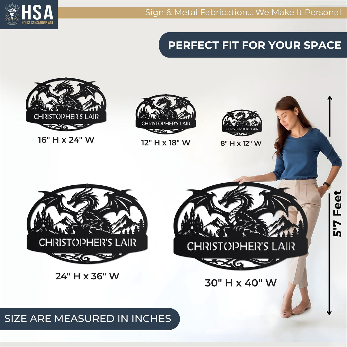 Size Chart: Multiple sizes available to select from. Choose from small 12 inch options up to larger 45" options and other options in between. Perfect options available for small accent wall art up to large focal point decor . Includes model for scale and highlights custom sizing
