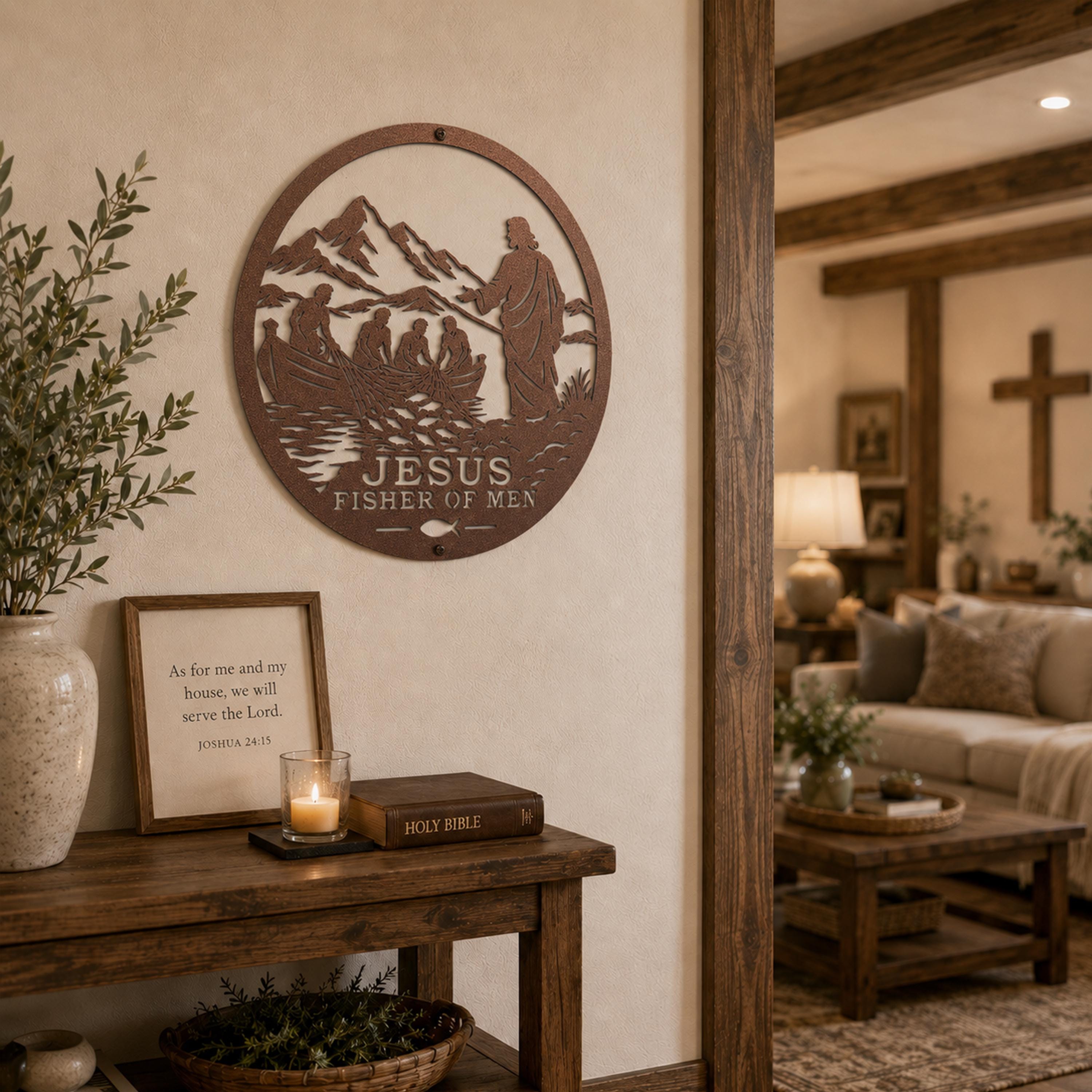 Jesus Fisher Of Men Christian Metal Wall Art