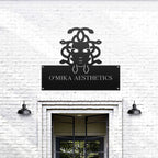 Laser cut custom storefront sign, modern business logo display