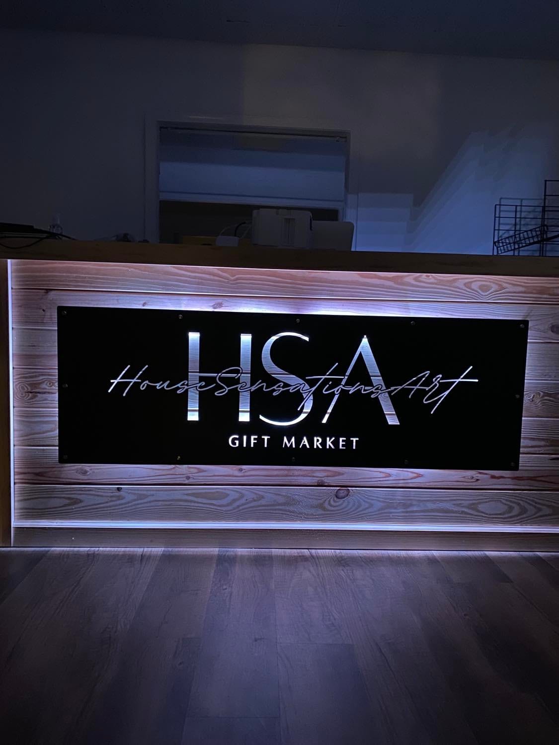 Laser cut metal light sign – personalized illuminated signage for branding and professional decor