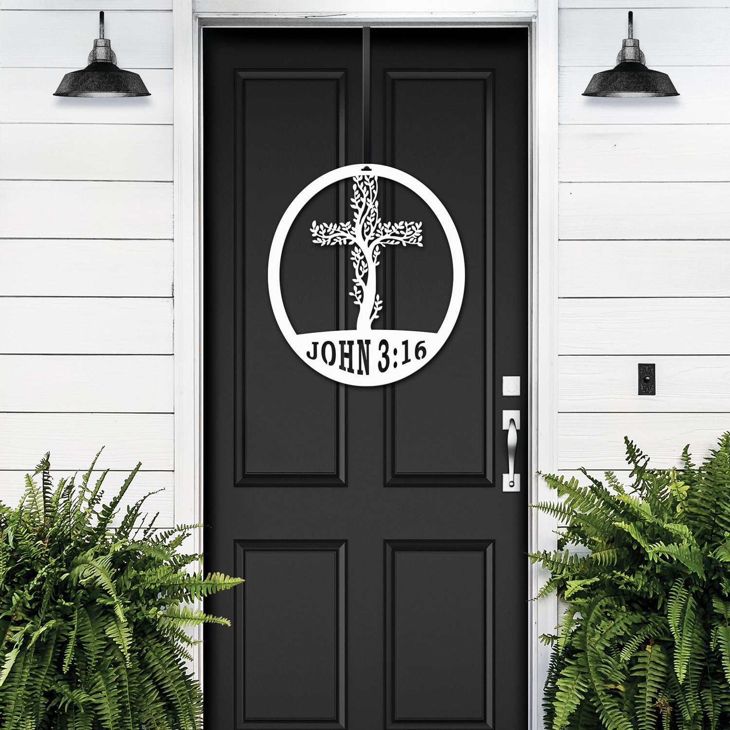 Laser cut religious signs – Living Tree Cross wall art with scripture, personalized for Christian home entryway
