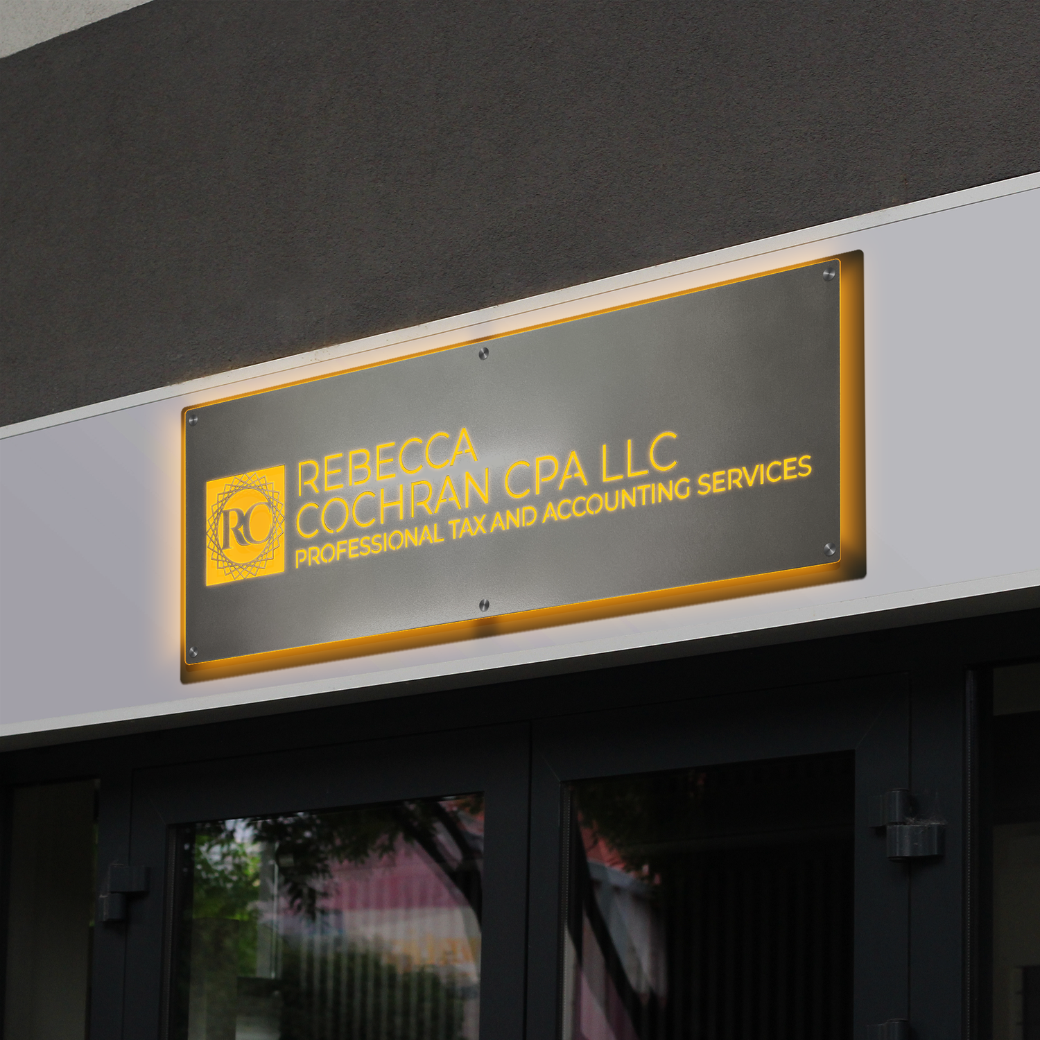 LED backlit 3D business metal logo sign with custom backplate design, built for reliable all-weather performance.