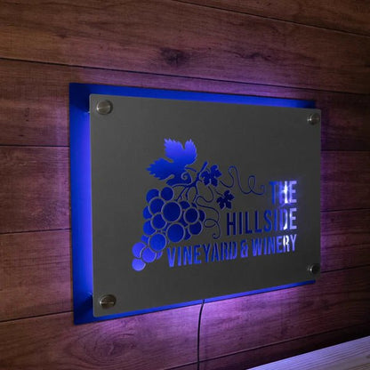 LED Backlit 3D Business Metal Logo Sign - Custom Backplate Design - HouseSensationsArt