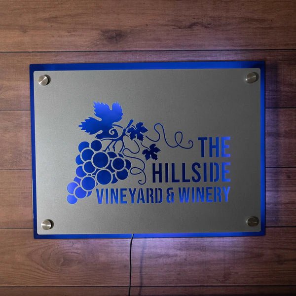 LED Backlit 3D Business Metal Logo Sign - Custom Backplate Design - HouseSensationsArt