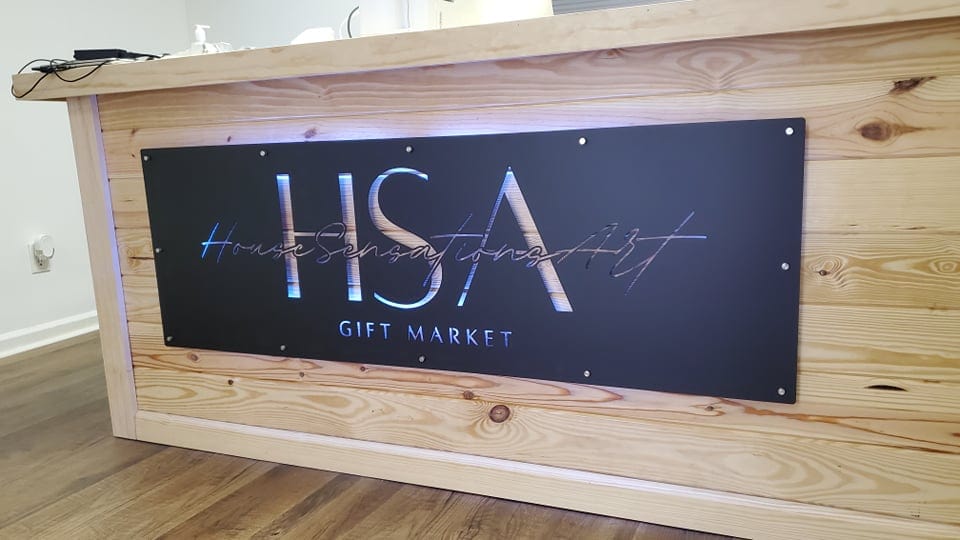 LED lighted metal sign – personalized business sign with glowing backlight and precision laser cut details