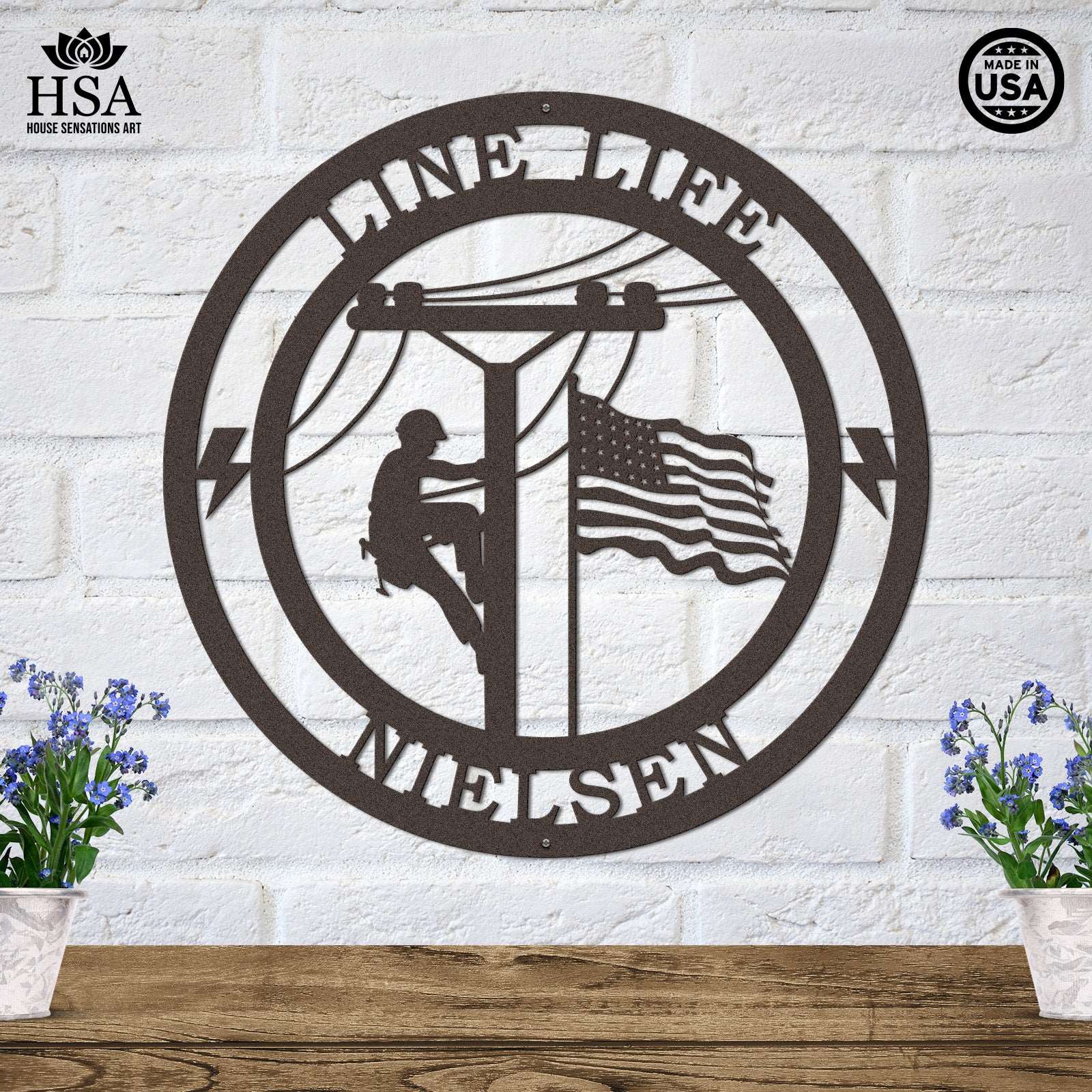 Weather-resistant lineman address sign – gift for linemen and electrical workers, custom metal home decor