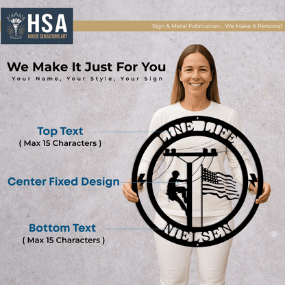 Lineman Signs - Unique Gifts and Metal Wall Decor for Utility Workers Personalized Lineman Appreciation Gift, Utility Worker Decor, First Responder Metal Sign - TTS - HouseSensationsArt