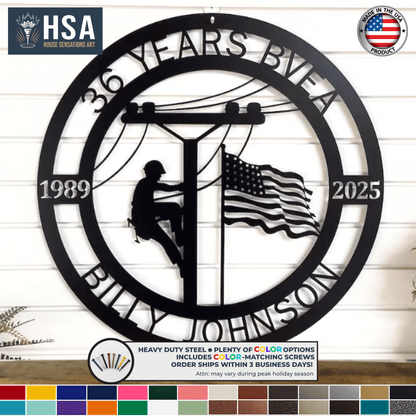 Lineman Signs - Unique Gifts and Metal Wall Decor for Utility Workers Personalized Lineman Appreciation Gift, Utility Worker Decor, First Responder Metal Sign - TTS - HouseSensationsArt