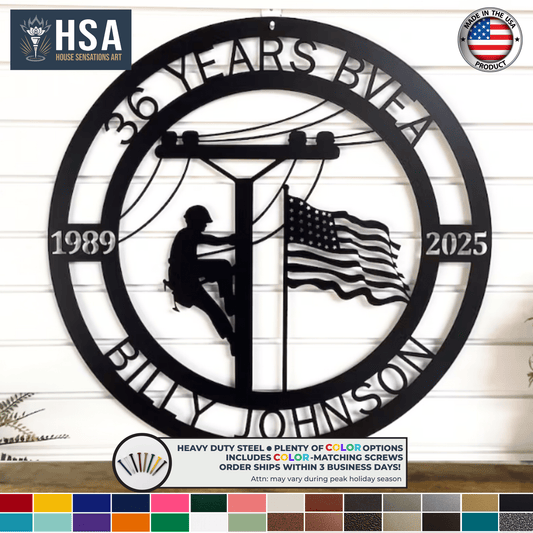 Lineman Signs - Unique Gifts and Metal Wall Decor for Utility Workers Personalized Lineman Appreciation Gift, Utility Worker Decor, First Responder Metal Sign - TTS - HouseSensationsArt