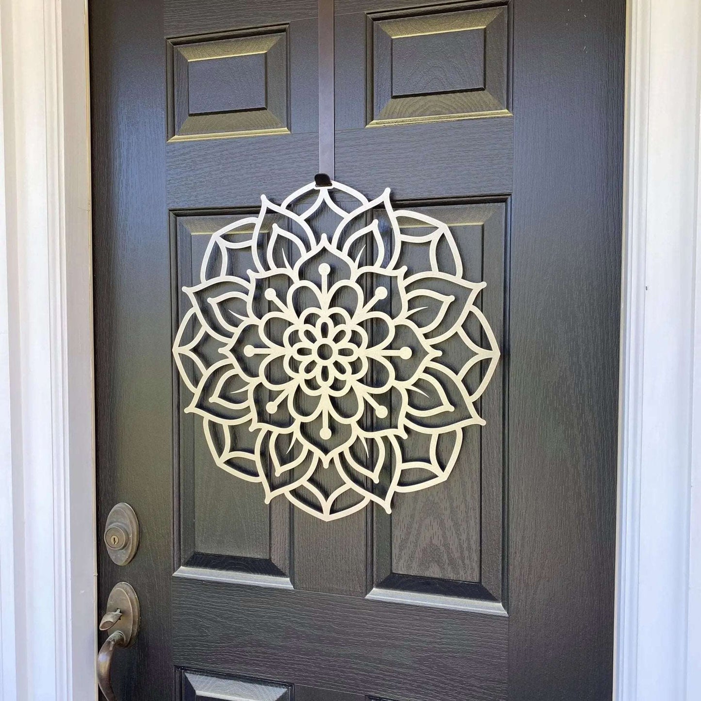 Lotus Mandala Front Door Wreath - Customizable Metal Door Decor - Personalized Welcome Sign - Durable, Rust - Resistant, Perfect for Home, Porch, and Garden – Unique Seasonal Gift - HouseSensationsArt