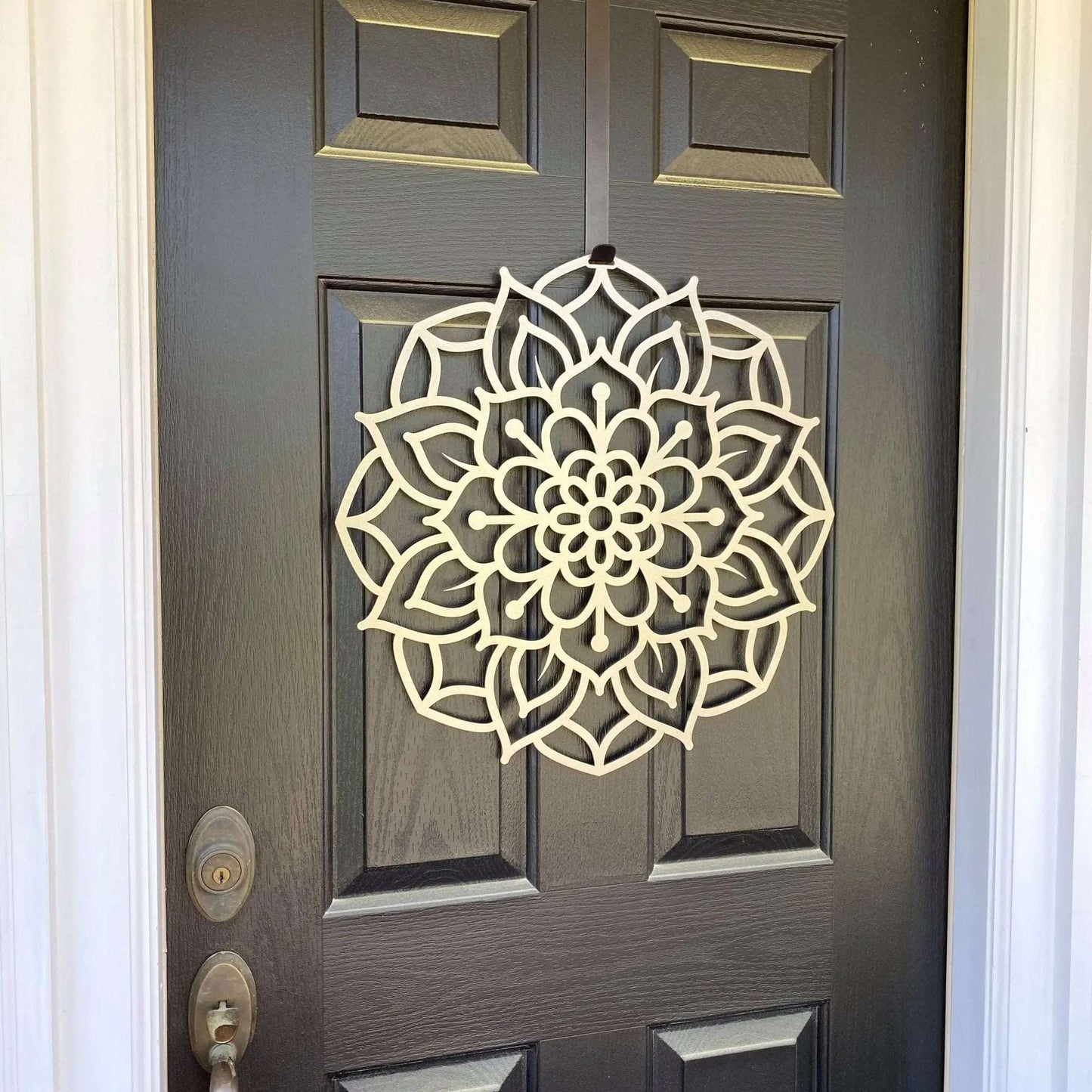 Lotus Mandala Front Door Wreath - Customizable Metal Door Decor - Personalized Welcome Sign - Durable, Rust - Resistant, Perfect for Home, Porch, and Garden – Unique Seasonal Gift - HouseSensationsArt