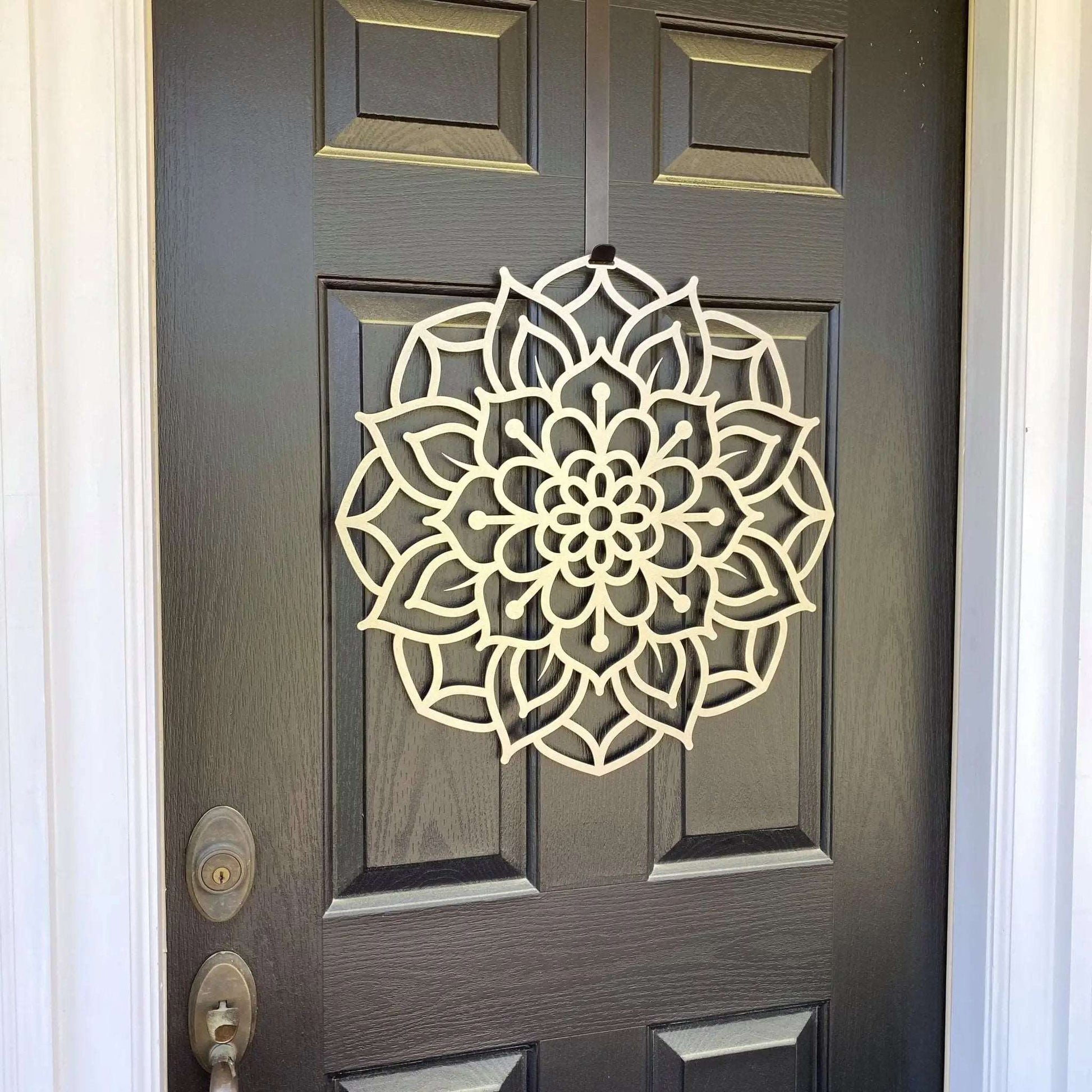 Lotus Mandala Front Door Wreath - Customizable Metal Door Decor - Personalized Welcome Sign - Durable, Rust - Resistant, Perfect for Home, Porch, and Garden – Unique Seasonal Gift - HouseSensationsArt