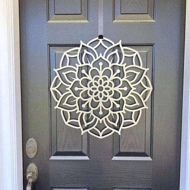 Lotus Wreath – Handcrafted Metal Door Decor for Any Season - HouseSensationsArt