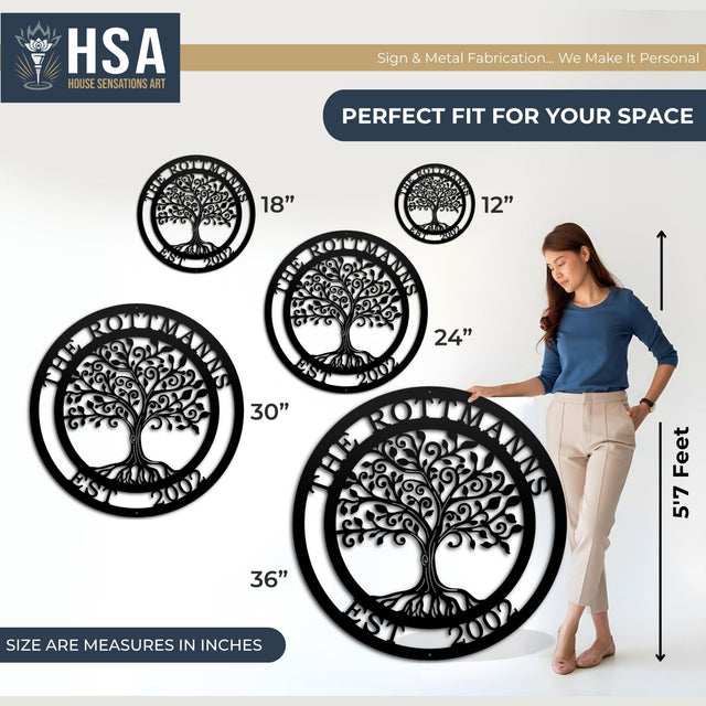 Loving Tree of life Personalized Decor | Metal Wall Decor| Custom Metal Sign - HouseSensationsArt