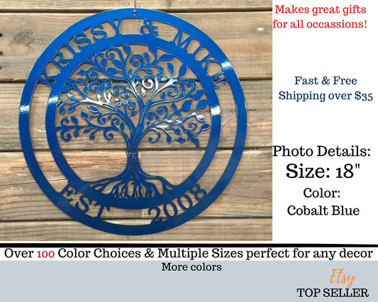 Loving Tree of life Personalized Decor | Metal Wall Decor| Custom Metal Sign - HouseSensationsArt