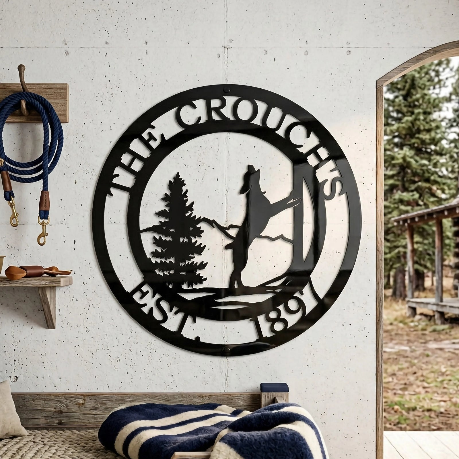 Custom Treeing Coonhound Sign – Personalized Rustic Dog Decor for Pet Owners