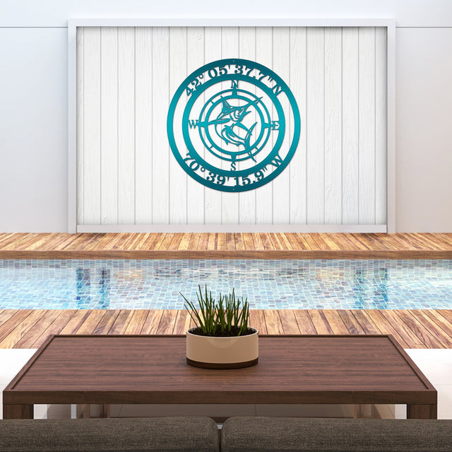 Marlin Compass – Nautical Metal Wall Art for Beach Homes - HouseSensationsArt