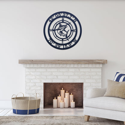 Marlin Compass – Nautical Metal Wall Art for Beach Homes - HouseSensationsArt