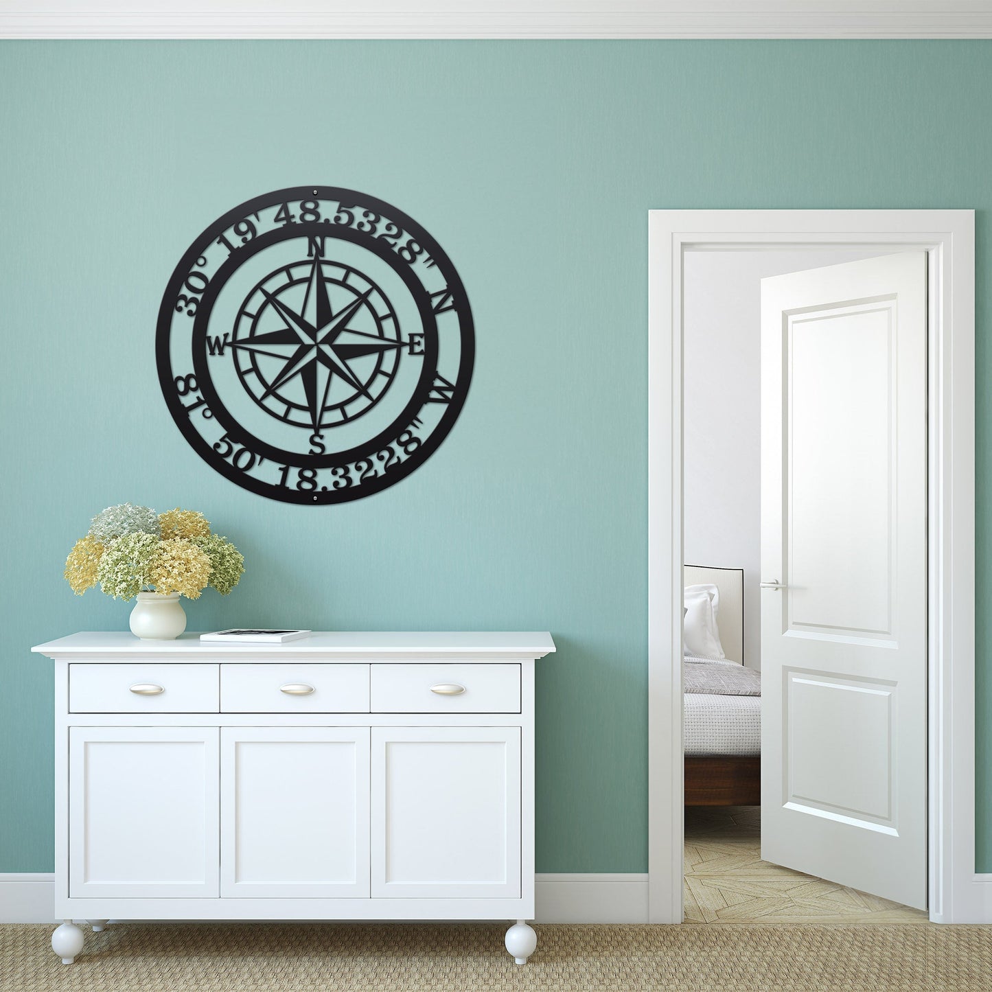 Metal Compass Sign – Personalized Nautical & Rustic Wall Art - HouseSensationsArt
