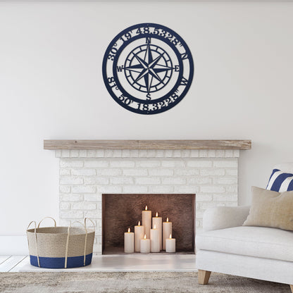 Metal Compass Sign – Personalized Nautical & Rustic Wall Art - HouseSensationsArt