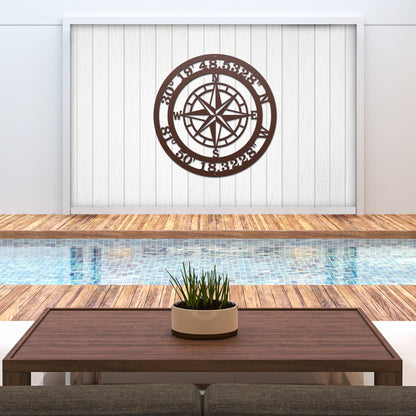 Metal Compass Sign – Personalized Nautical & Rustic Wall Art - HouseSensationsArt