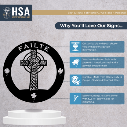 Metal Cross Wall Art - Custom Celtic Cross with Family Name - HouseSensationsArt