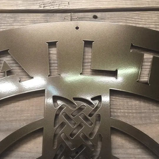 Metal Cross Wall Art - Custom Celtic Cross with Family Name - HouseSensationsArt