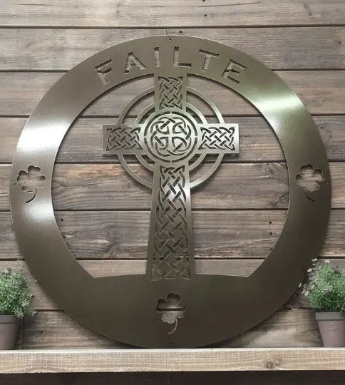 Metal Cross Wall Art - Custom Celtic Cross with Family Name - HouseSensationsArt