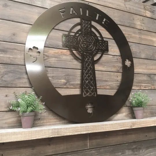Metal Cross Wall Art - Custom Celtic Cross with Family Name - HouseSensationsArt