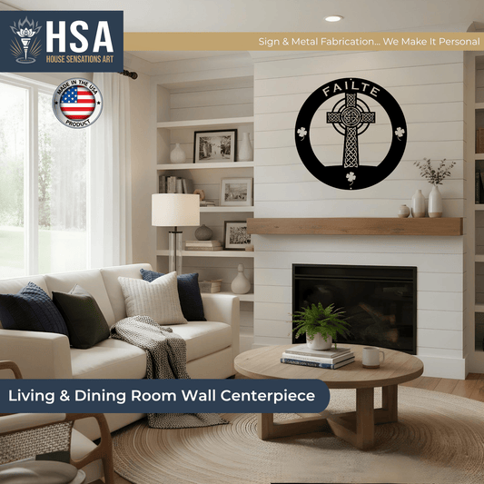 Metal Cross Wall Art - Custom Celtic Cross with Family Name - HouseSensationsArt