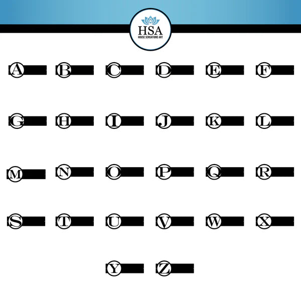 Font chart displaying uppercase letters A to Z in a custom style for designing personalized metal signs.