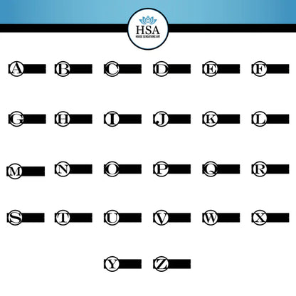 Font chart displaying uppercase letters A to Z in a custom style for designing personalized metal signs.