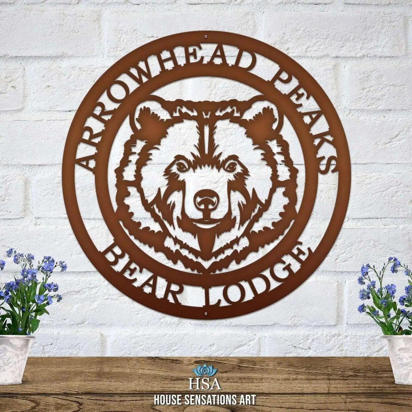 Metal Personalized Bear Ranch Farm Sign - Custom Metal House Number Plaque - Perfect for Outdoor Decor in Gardens, Yards, or Farms - Ideal Housewarming Gift for Animal Lovers - HouseSensationsArt