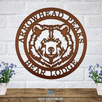 Metal Personalized Bear Ranch Farm Sign - Custom Metal House Number Plaque - Perfect for Outdoor Decor in Gardens, Yards, or Farms - Ideal Housewarming Gift for Animal Lovers - HouseSensationsArt