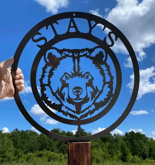 Metal Personalized Bear Ranch Farm Sign - Custom Metal House Number Plaque - Perfect for Outdoor Decor in Gardens, Yards, or Farms - Ideal Housewarming Gift for Animal Lovers - HouseSensationsArt