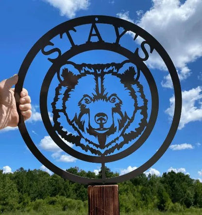 Metal Personalized Bear Ranch Farm Sign - Custom Metal House Number Plaque - Perfect for Outdoor Decor in Gardens, Yards, or Farms - Ideal Housewarming Gift for Animal Lovers - HouseSensationsArt