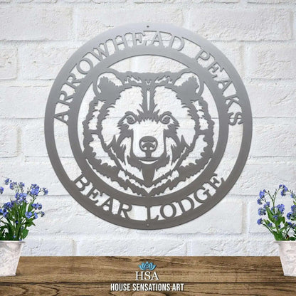 Metal Personalized Bear Ranch Farm Sign - Custom Metal House Number Plaque - Perfect for Outdoor Decor in Gardens, Yards, or Farms - Ideal Housewarming Gift for Animal Lovers - HouseSensationsArt