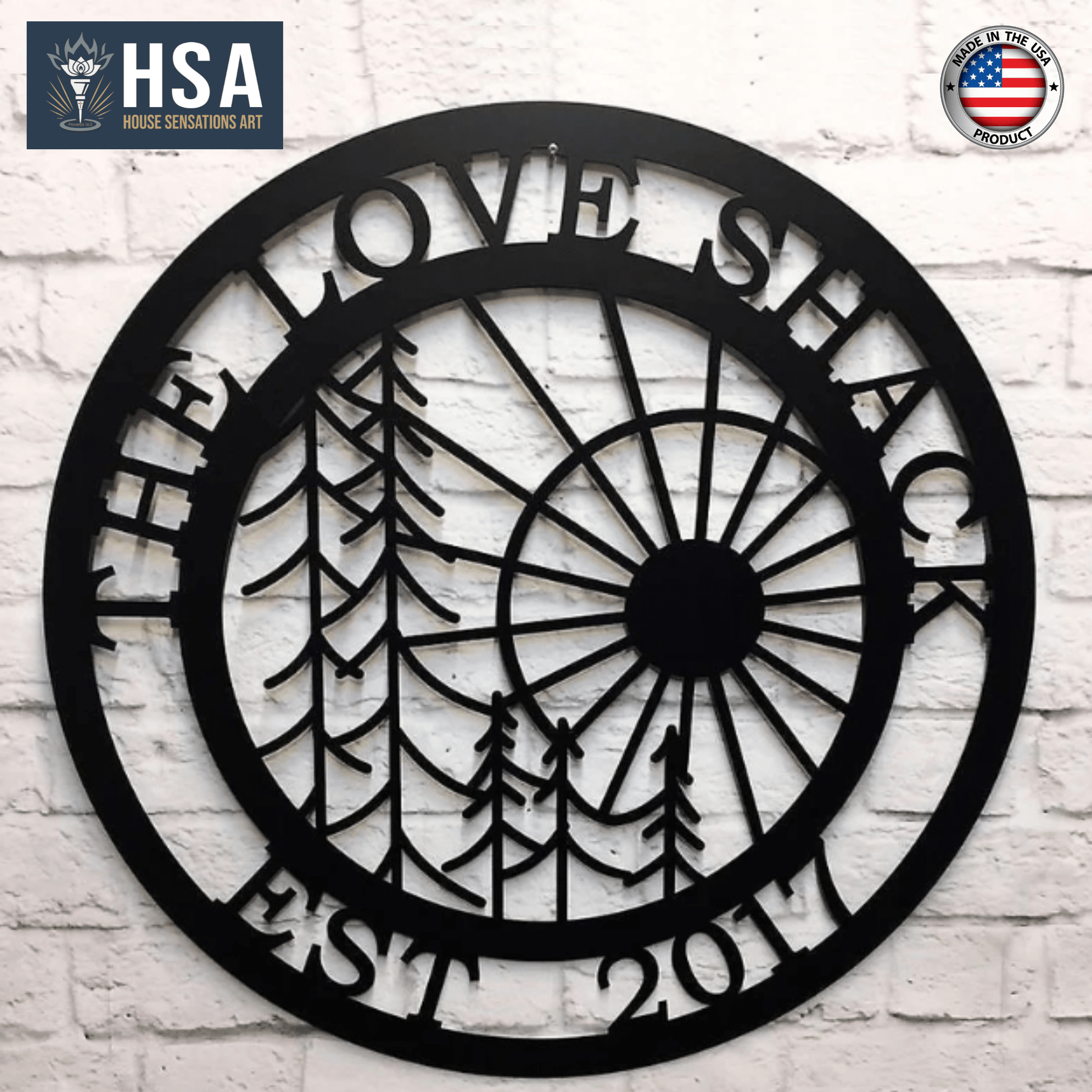 Metal Wall Tree Art - Custom Sun & Tree Design for Home & Garden - HouseSensationsArt