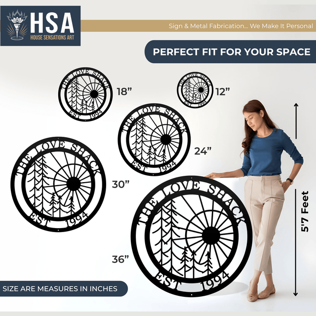 Metal Wall Tree Art - Custom Sun & Tree Design for Home & Garden - HouseSensationsArt