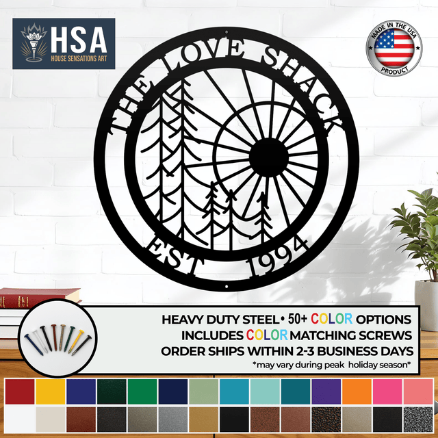 Metal Wall Tree Art - Custom Sun & Tree Design for Home & Garden - HouseSensationsArt