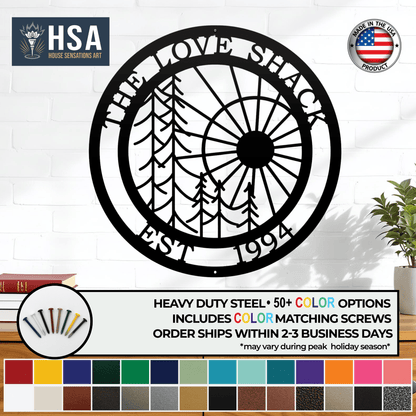 Metal Wall Tree Art - Custom Sun & Tree Design for Home & Garden - HouseSensationsArt