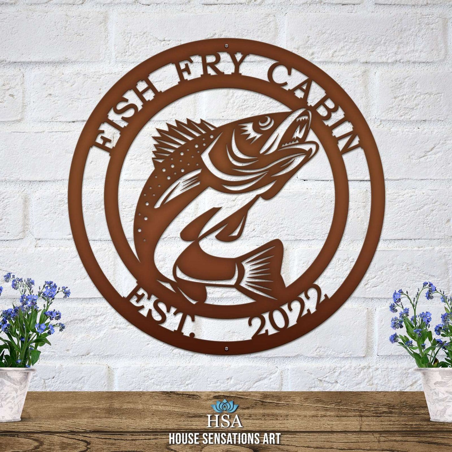Metal Walleye Fishing Address Sign - Custom Metal House Number Plaque - Perfect for Outdoor Decor in Gardens, Yards, or Farms - Ideal Housewarming Gift for Animal Lovers - HouseSensationsArt