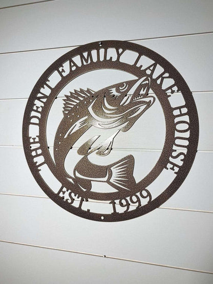 Metal Walleye Fishing Address Sign - Custom Metal House Number Plaque - Perfect for Outdoor Decor in Gardens, Yards, or Farms - Ideal Housewarming Gift for Animal Lovers - HouseSensationsArt