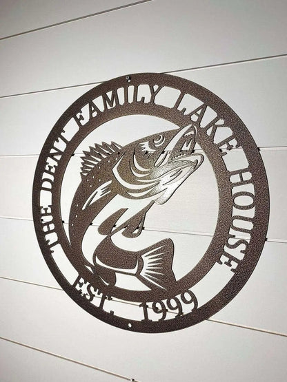 Metal Walleye Fishing Address Sign - Custom Metal House Number Plaque - Perfect for Outdoor Decor in Gardens, Yards, or Farms - Ideal Housewarming Gift for Animal Lovers - HouseSensationsArt