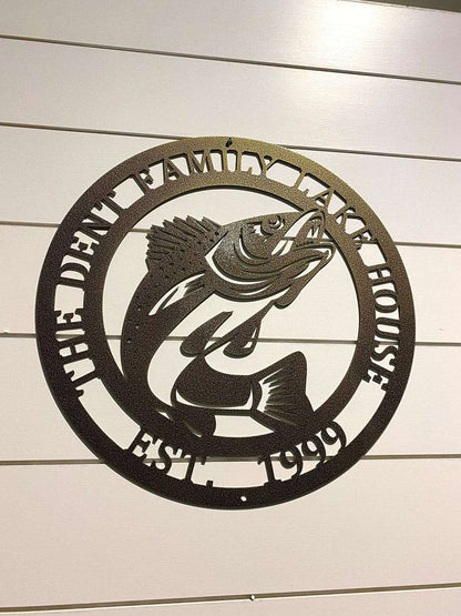 Metal Walleye Fishing Address Sign - Custom Metal House Number Plaque - Perfect for Outdoor Decor in Gardens, Yards, or Farms - Ideal Housewarming Gift for Animal Lovers - HouseSensationsArt